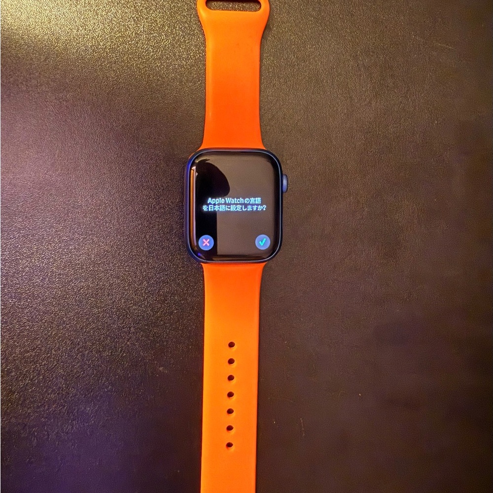 Apple Watch series 7 45mm gps/ cellular Blue case Vibrant Orange band
